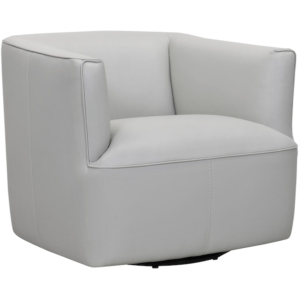 Armen Living Whitney Swivel Dove Gray Genuine Leather Barrel Chair LCWHCHDV - main
